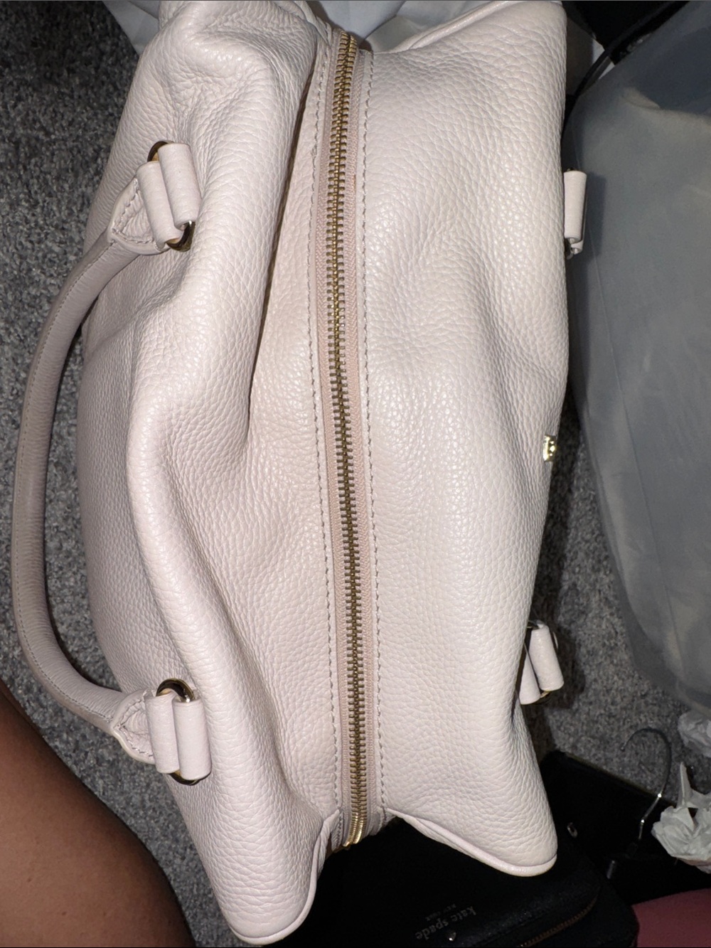 kate spade pebbled leather tote in beige - Picture 6 of 8